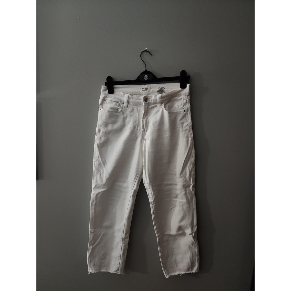 Kensie Jeans The Allie High Rise Slim Straight White Raw Hem Denim Pants 4/27
